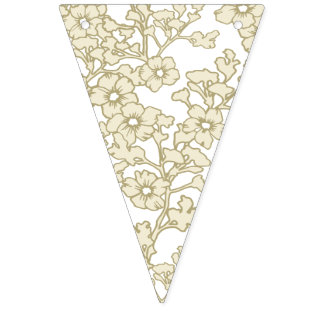 Floral Trellis Dusty Gold - White Vimplar