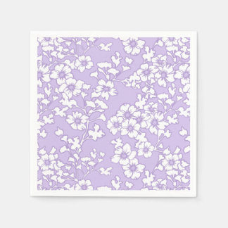 Floral Trellis White - Purple  Pappersservett