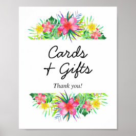 Floral Tropical Paradise Flamingo Cards and Gifts Poster