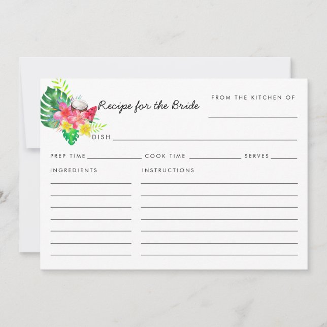 Floral Tropical Paradise Recipe for the Bride Card (Framsida)