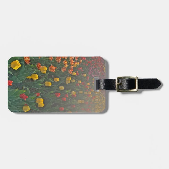 Floral Tulip Luggage Tag Bagagebricka (Horisontell Framsida)