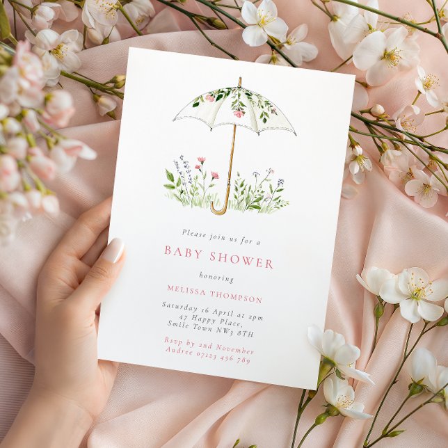 Floral Umbrella Spring Baby Shower Inbjudningar (Skapare uppladdad)