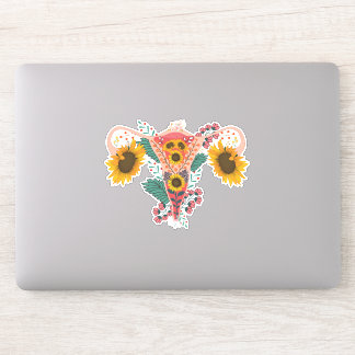 Floral Uterus Anatomy Sticker, Flower Feminist Klistermärken