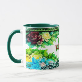 Floral Valentine's Day Mugs With Custom Text Mugg