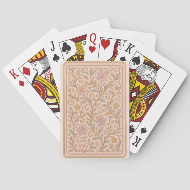 Floral Vines Blush Pink Gold Card Deck Casinokort (Baksidan)