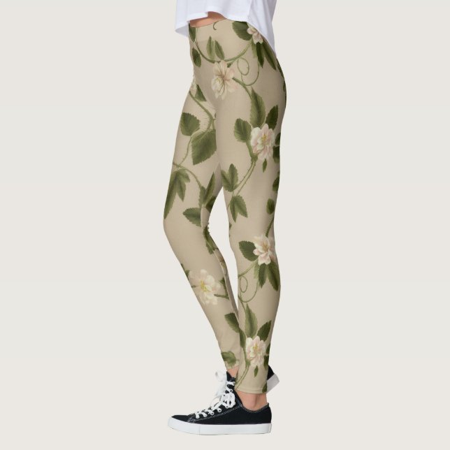 Floral Vines Pattern – Elegant Twisting Botanical  Leggings (Vänster)