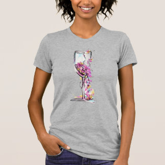 Floral Vinglas Siluett T-shirt – Akvarell