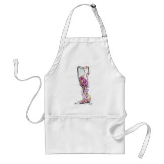 Floral Vinglas Siluett T-shirt – Akvarell Förkläde
