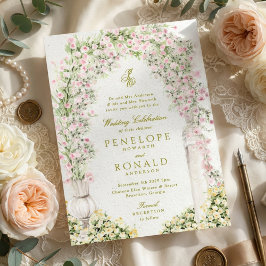 Floral Vintage French garden arch royal wedding Inbjudningar