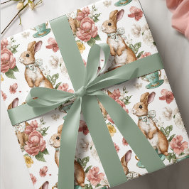 Floral Vintage Rabbits | Easter Wrapping Paper Presentpapper