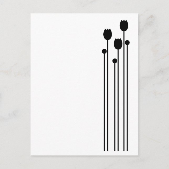 Floral Vintage schwarz Vykort (Framsida)