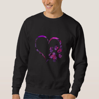 Floral Violet Purple Dog Cat Paw Print Heart Puppy Lång Ärmad Tröja