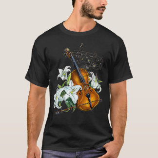 Floral Violin  Lilies Flower  T Shirt