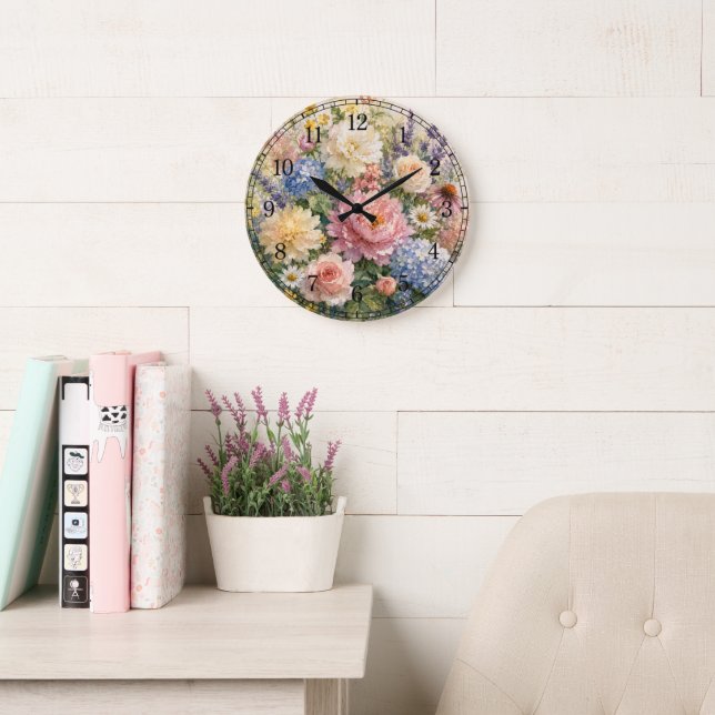 Floral Wall Clock — Botanical Design Stor Klocka (Läsesal)