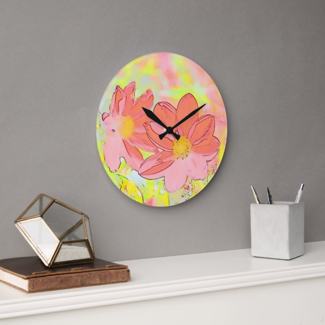 Floral Wall Clock Stor Klocka (Kontor)