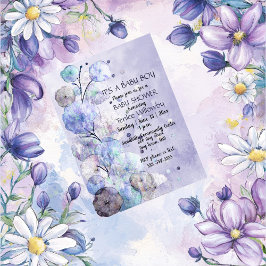 Floral Watercolor Baby Boy Shower Invitation Inbjudningar