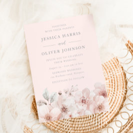 Floral Watercolor Blush Pink Wedding Inbjudningar