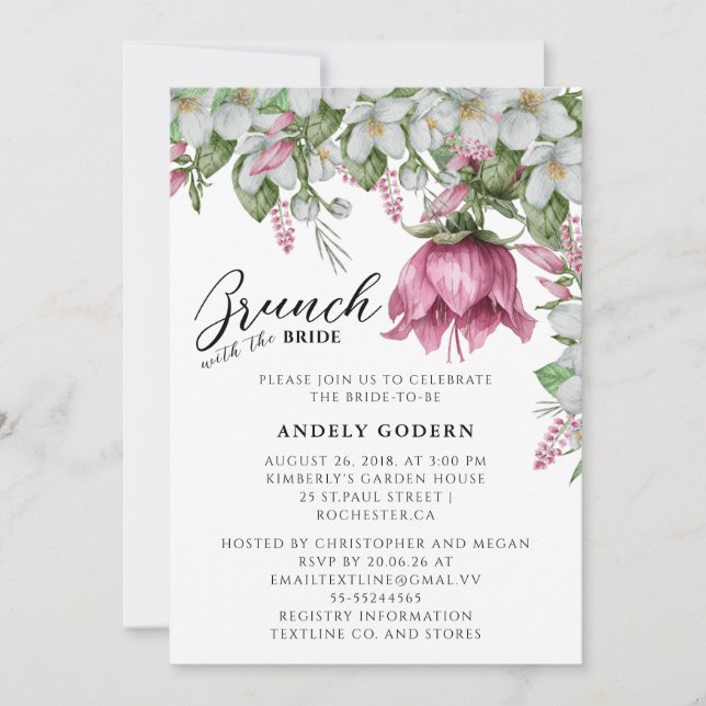 Floral Watercolor Bridal Shower Inbjudningar (Framsida)