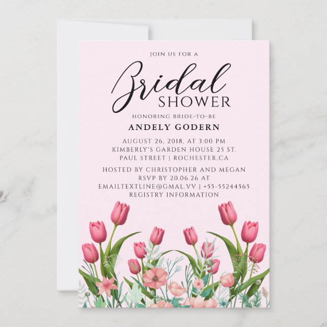 Floral Watercolor Bridal Shower Inbjudningar (Framsida)