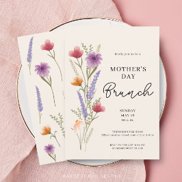 Floral Watercolor Brunch Mothers Day Inbjudningar