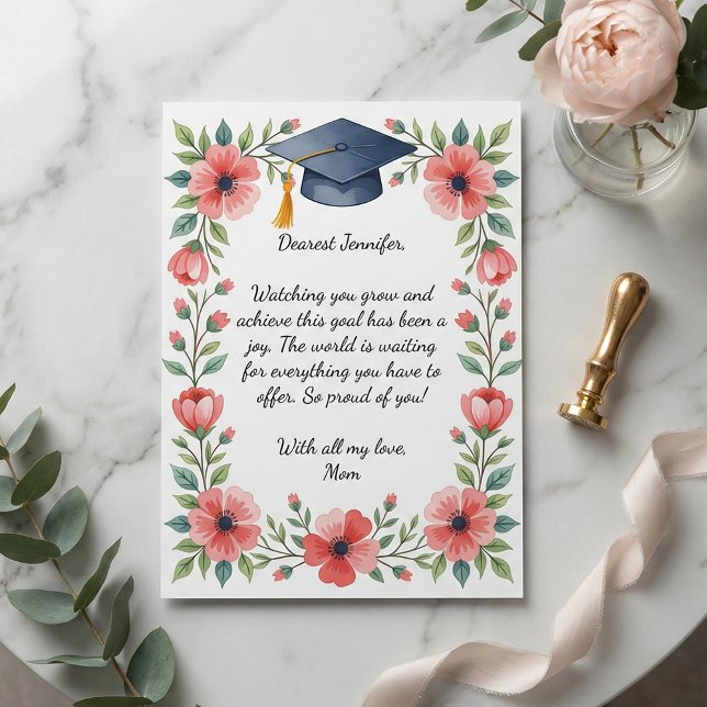 Floral Watercolor Daughter Graduation Poem Card (Skapare uppladdad)