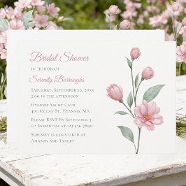 Floral Watercolor Dusty Rose Sage Bridal Showers Inbjudningar