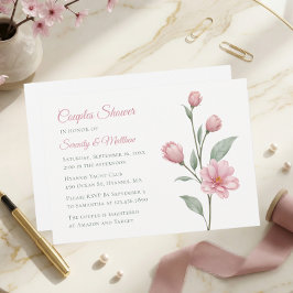 Floral Watercolor Dusty Rose Sage Couples Shower Inbjudningar