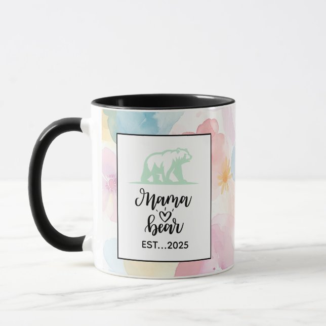 Floral Watercolor Mama Bear Mug Art Mugg (Vänster)