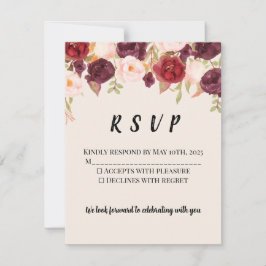 Floral Watercolor RSVP OSA Kort