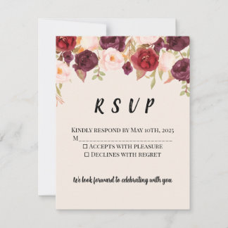 Floral Watercolor RSVP OSA Kort