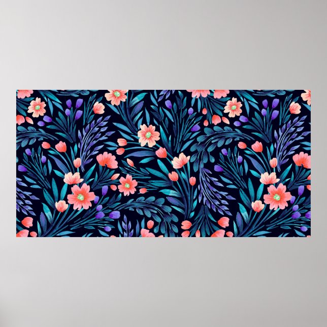 Floral watercolor seamless pattern. poster (Framsidan)