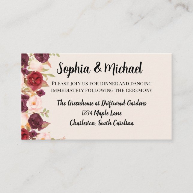 Floral Watercolor Wedding Design Tilläggskort (Framsida)