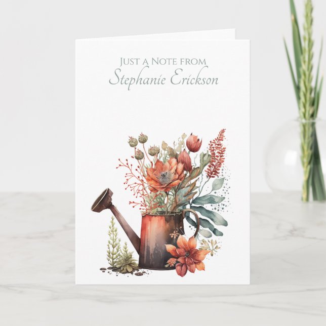 Floral Watering Can Personalized Stationery Anteckningskort (Framsida)