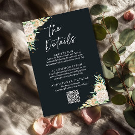 Floral Wedding Details Enclosure Card with QR Cod Tilläggskort