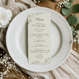 Floral Wedding Dinner Menu Card for Reception Meny