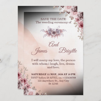 Floral Wedding Invitation CARD modern design Inbjudningar