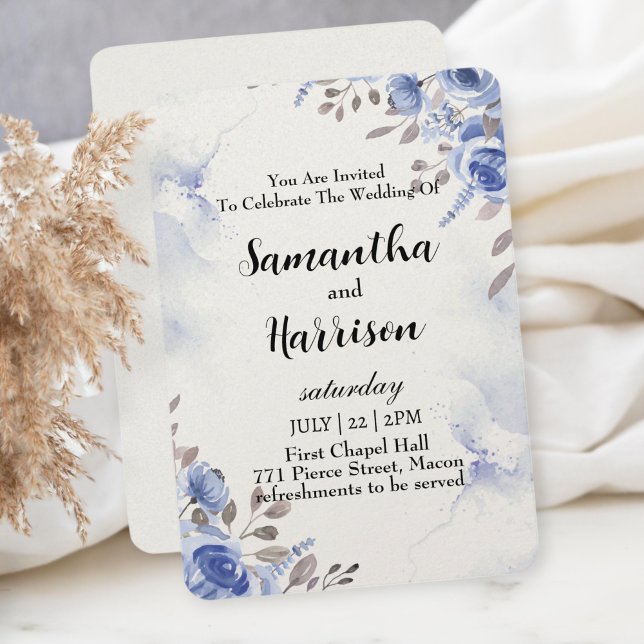 floral wedding invitation card tack kort (Skapare uppladdad)