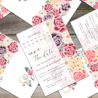 Floral wedding invitation combines romantic elegan inbjudningar