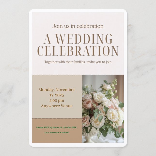 Floral Wedding Invitation-Elegant Botanical Design Inbjudningar (Framsida)