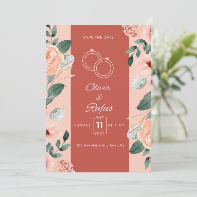 Floral wedding invitation  inbjudningar (Stående Fram)