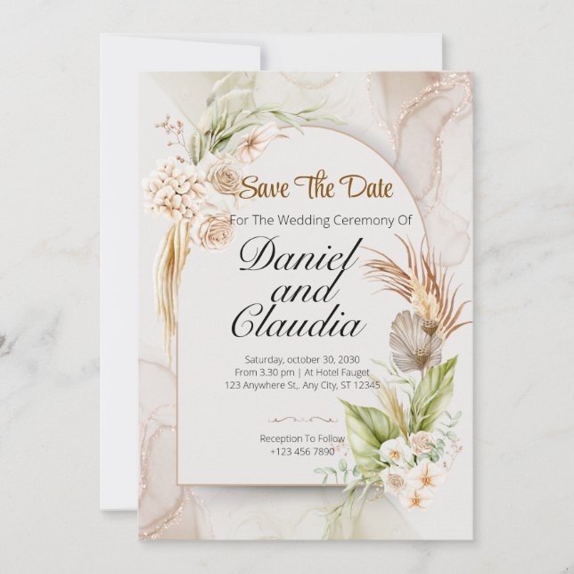 Floral Wedding Invitation Inbjudningar (Framsida)