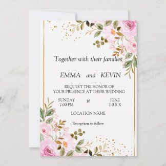 Floral wedding invitation spara datumet