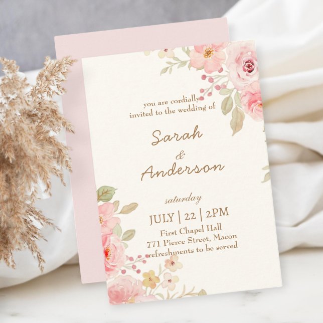 Floral Wedding Invitation Template Wedding  Tack Kort (Skapare uppladdad)