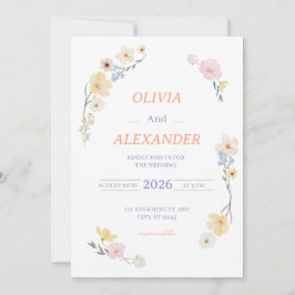 Floral Wedding Invitations Colorful flowers Inbjudningar