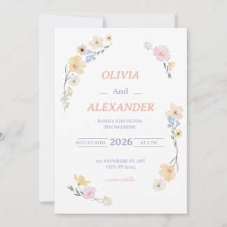 Floral Wedding Invitations Colorful flowers Inbjudningar
