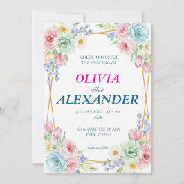 Floral Wedding Invitations Colorful Spring Inbjudningar