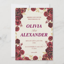 Floral Wedding Invitations Dark Luxury Inbjudningar
