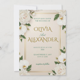 Floral Wedding Invitations Luxurious White Inbjudningar