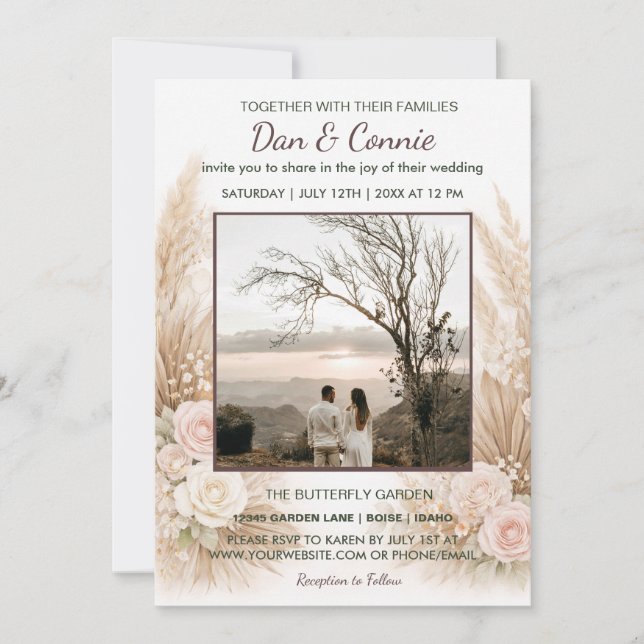 Floral Wedding Invite Digital Download Available Inbjudningar (Framsida)