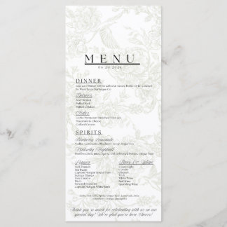 Floral Wedding Menu Meny